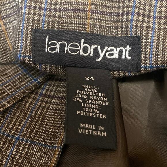 Lane Bryant Women's Brown Plaid Long Sleeve Blazer Coat Suit Jacket Size 24 - Picture 4 of 4